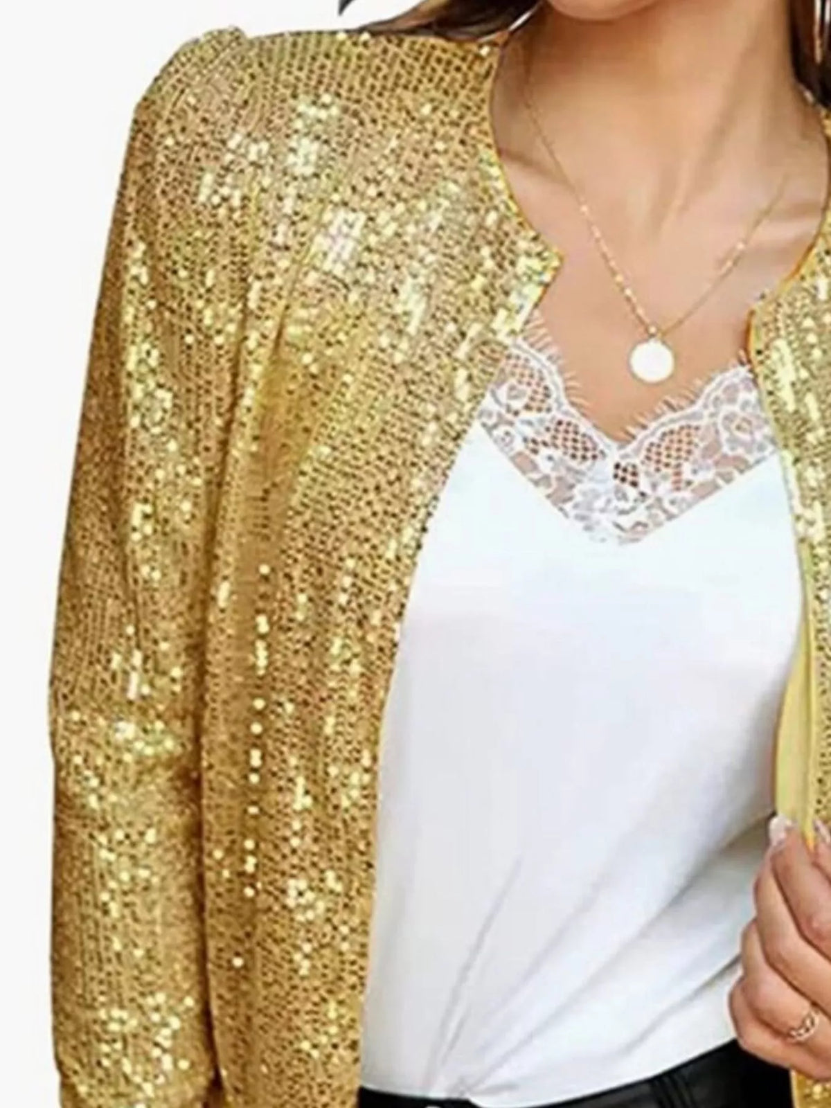 Full Size Sequin Long Sleeve Jacket Plus Size, view 6
