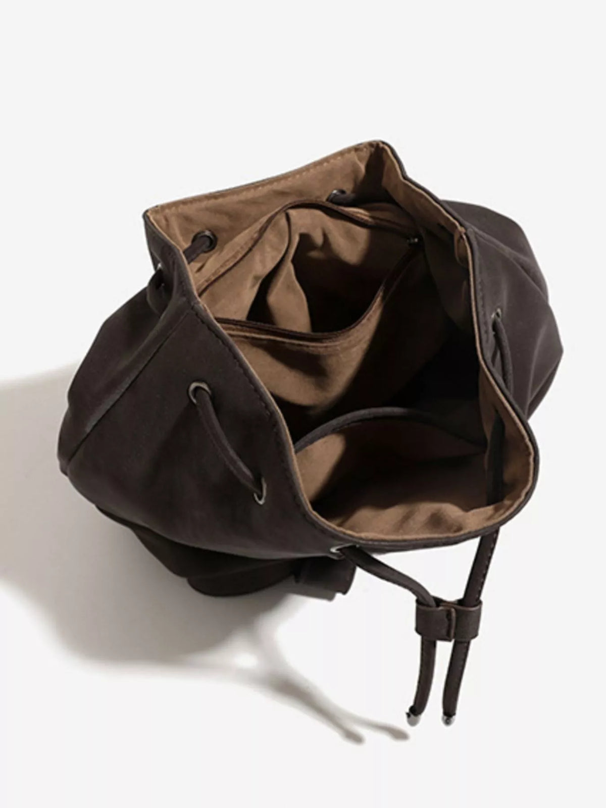 Minimalist Suede Drawstring Backpack Bag, view 4