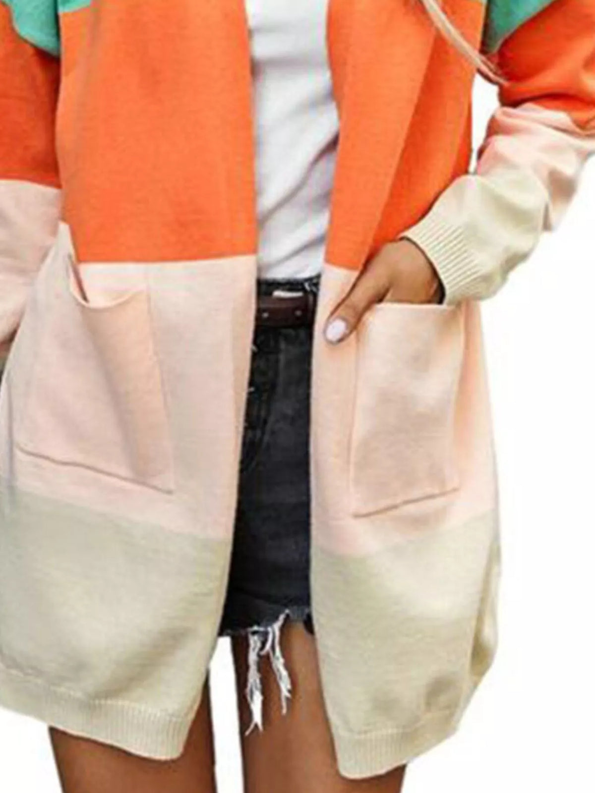 Color-Block Open Front Knit Cardigan - Lilixa.store