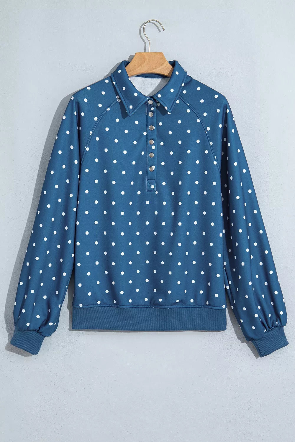 Polka Dot Snap-Button Sweatshirt - Lilixa.store
