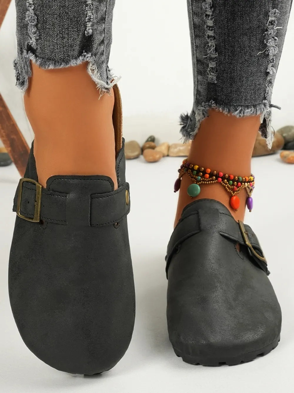 Round Toe Buckle Slip-Ons, view 5