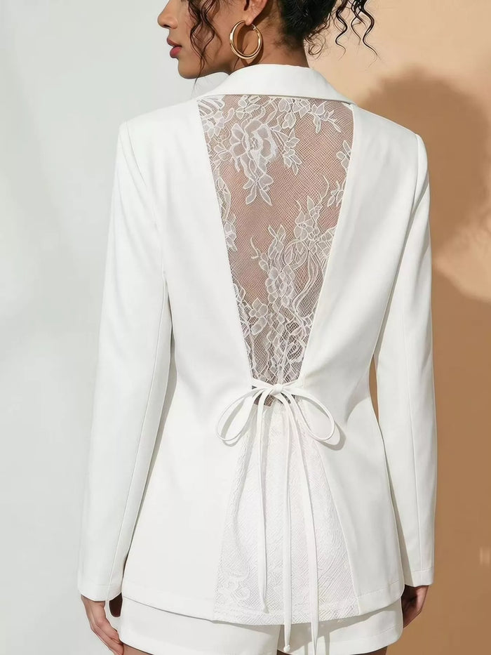 Lace-Back One Button Blazer - Lilixa.store