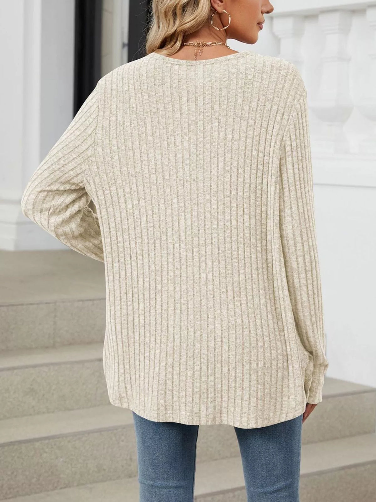 Ribbed Button-Up Cardigan - Lilixa.store