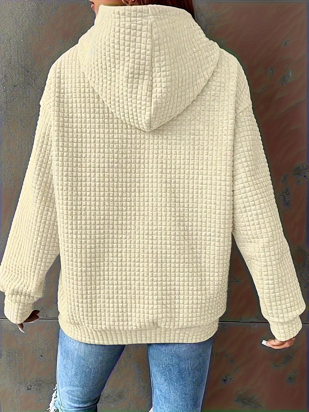 Textured Knit Drawstring Hoodie, view 23
