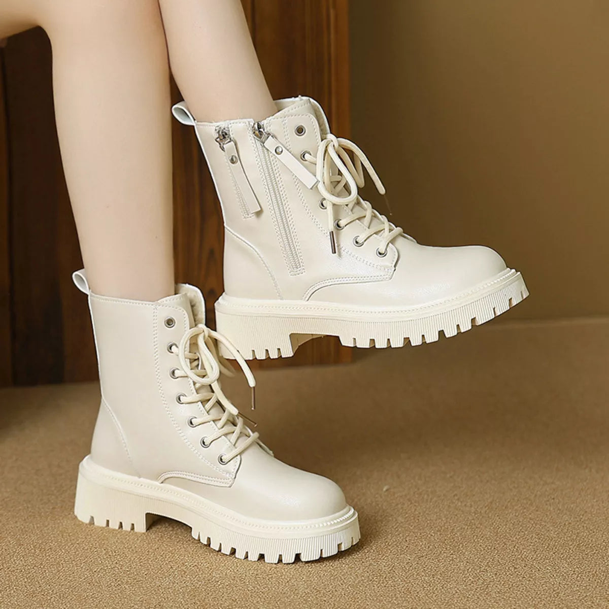 Lace-Up Ankle Combat Boots - Lilixa.store