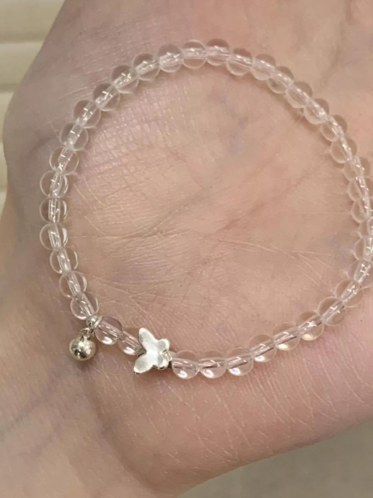 Crystal Beaded Bracelet with Butterfly Charm - Lilixa.store
