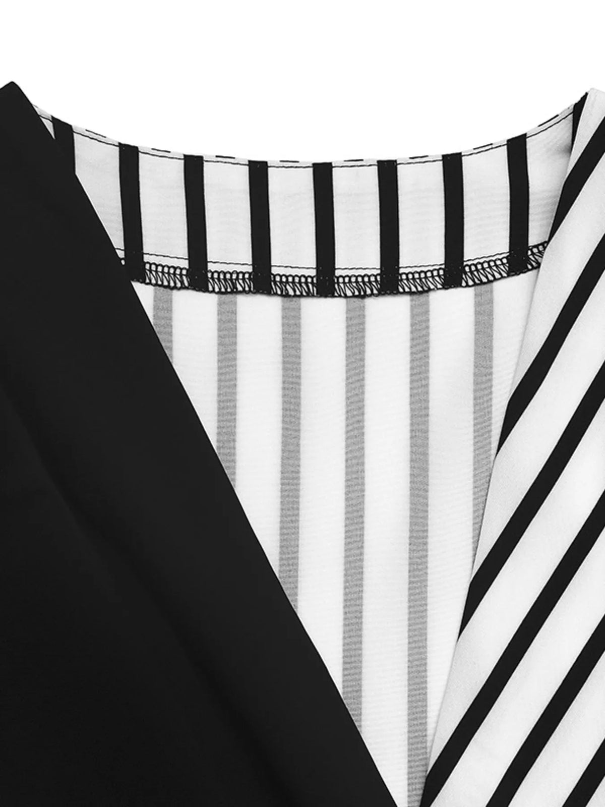 Striped Color Block Surplice Shirt - Lilixa.store