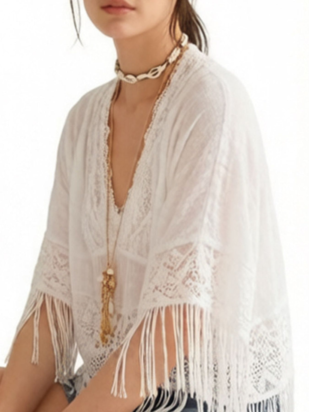 Lace Fringe Cover-Up - Lilixa.store