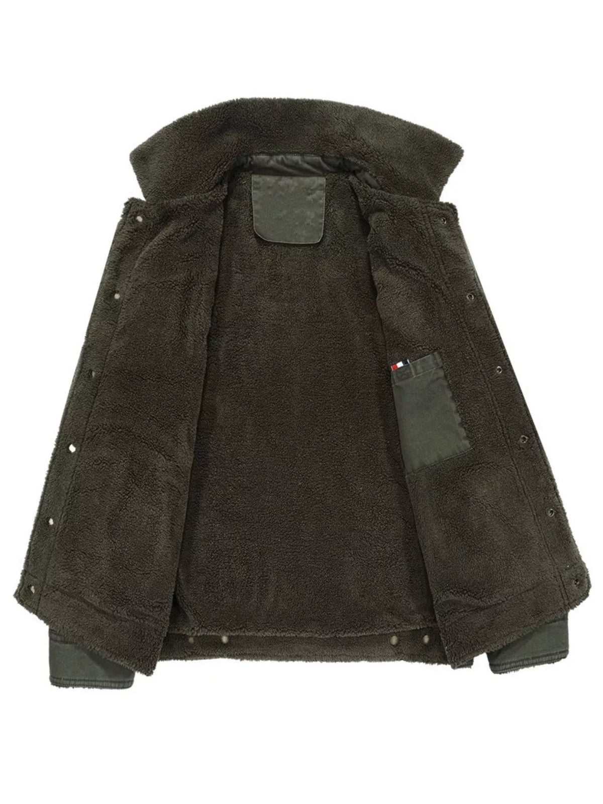 Men's Plus Size Solid Color Sherpa Lined Jacket - Lilixa.store