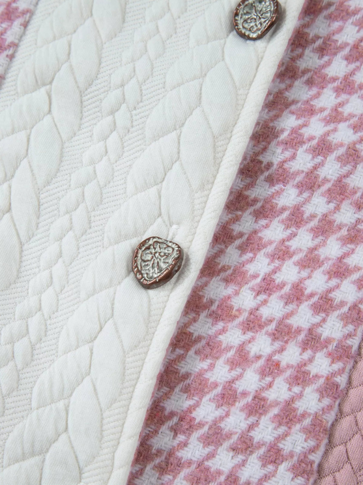 Button Down Houndstooth Color Block Shacket, view 16