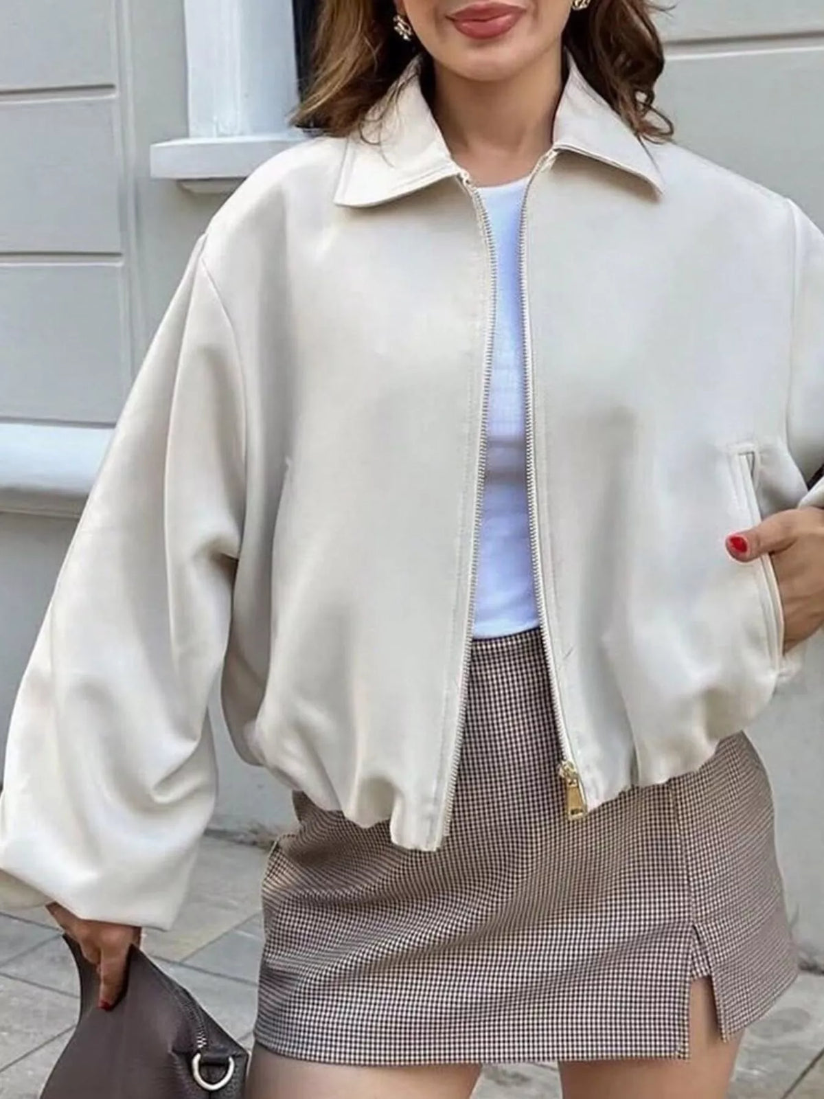 Zip Up Cropped Jacket - Lilixa.store