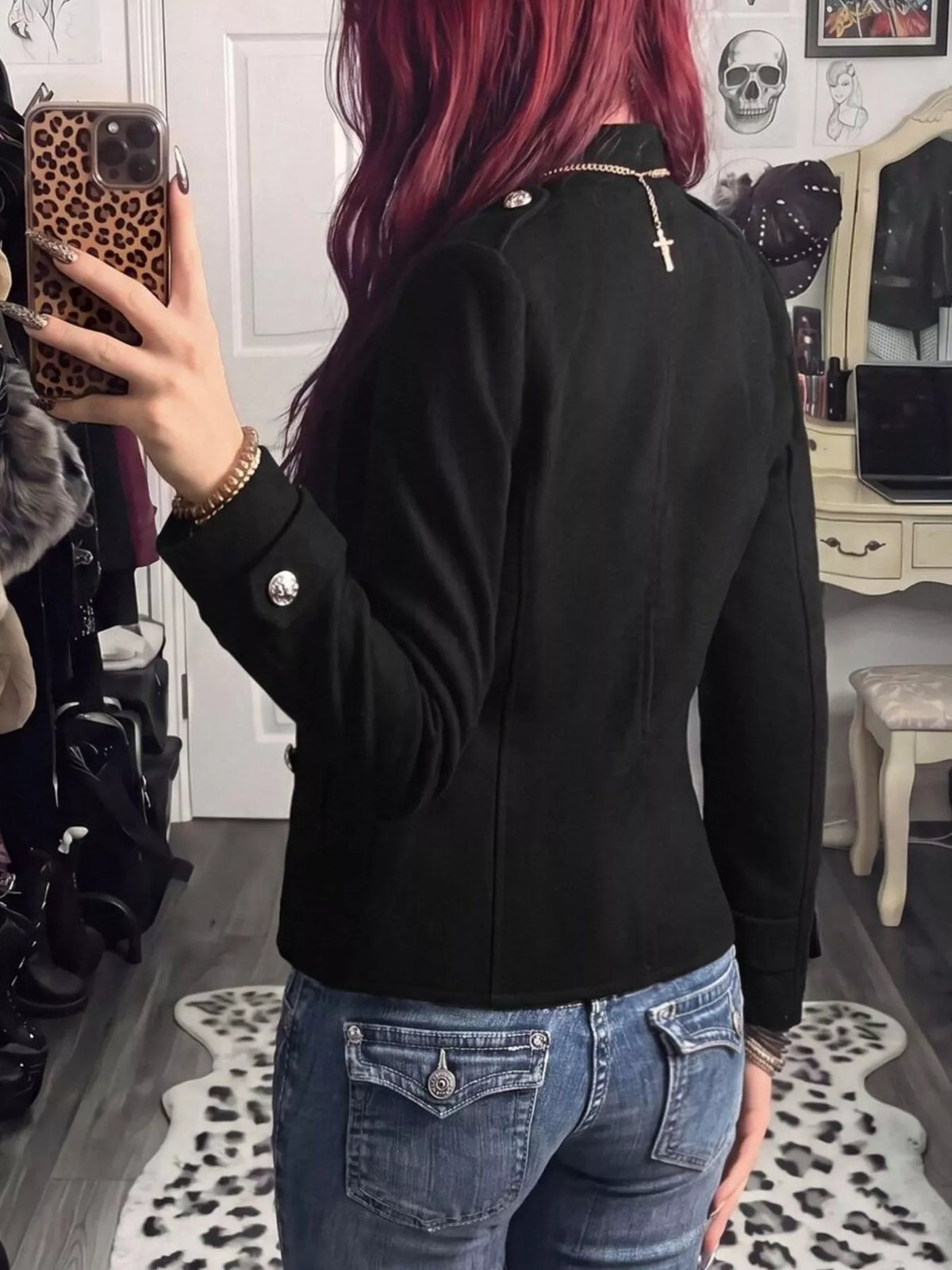 Decorative Button Zip Up Outerwear - Lilixa.store