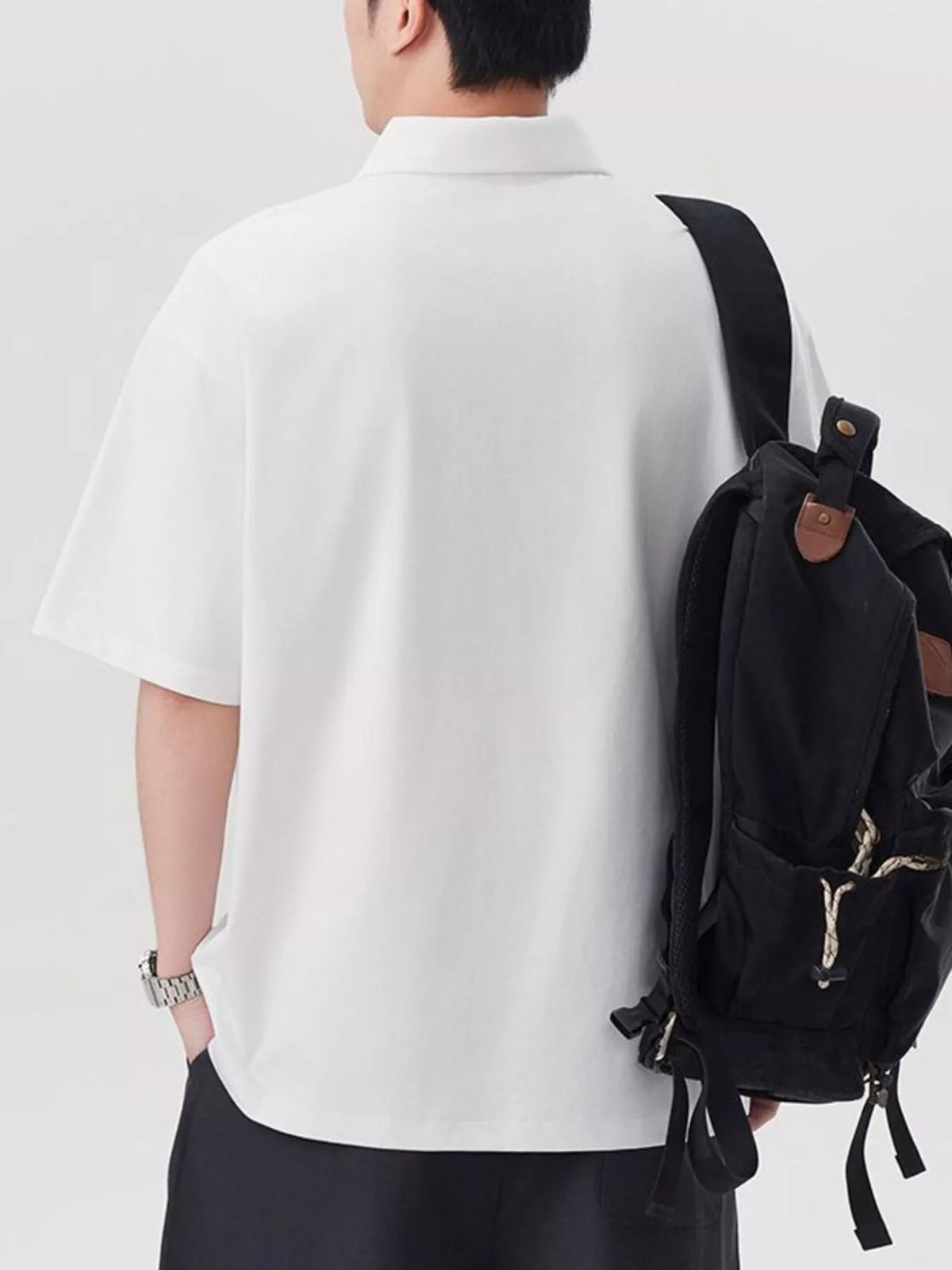 Men's Button Detail Short Sleeve Polo Plus Size