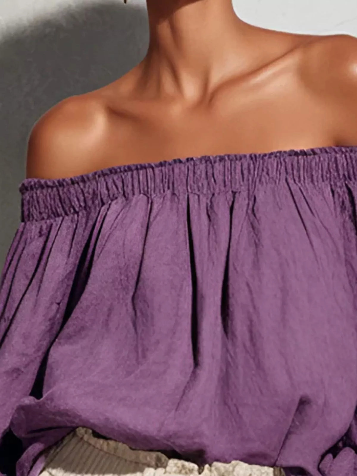 Off-Shoulder Long Sleeve Blouse - Lilixa.store