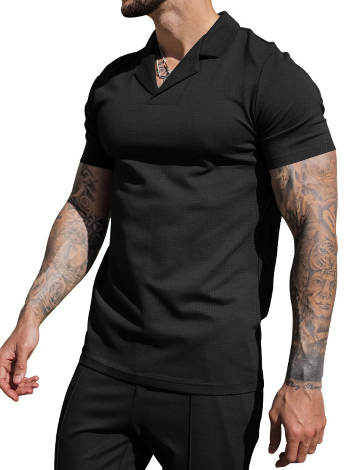 Men's Plus Size Short Sleeve Top and Shorts Set, view 5