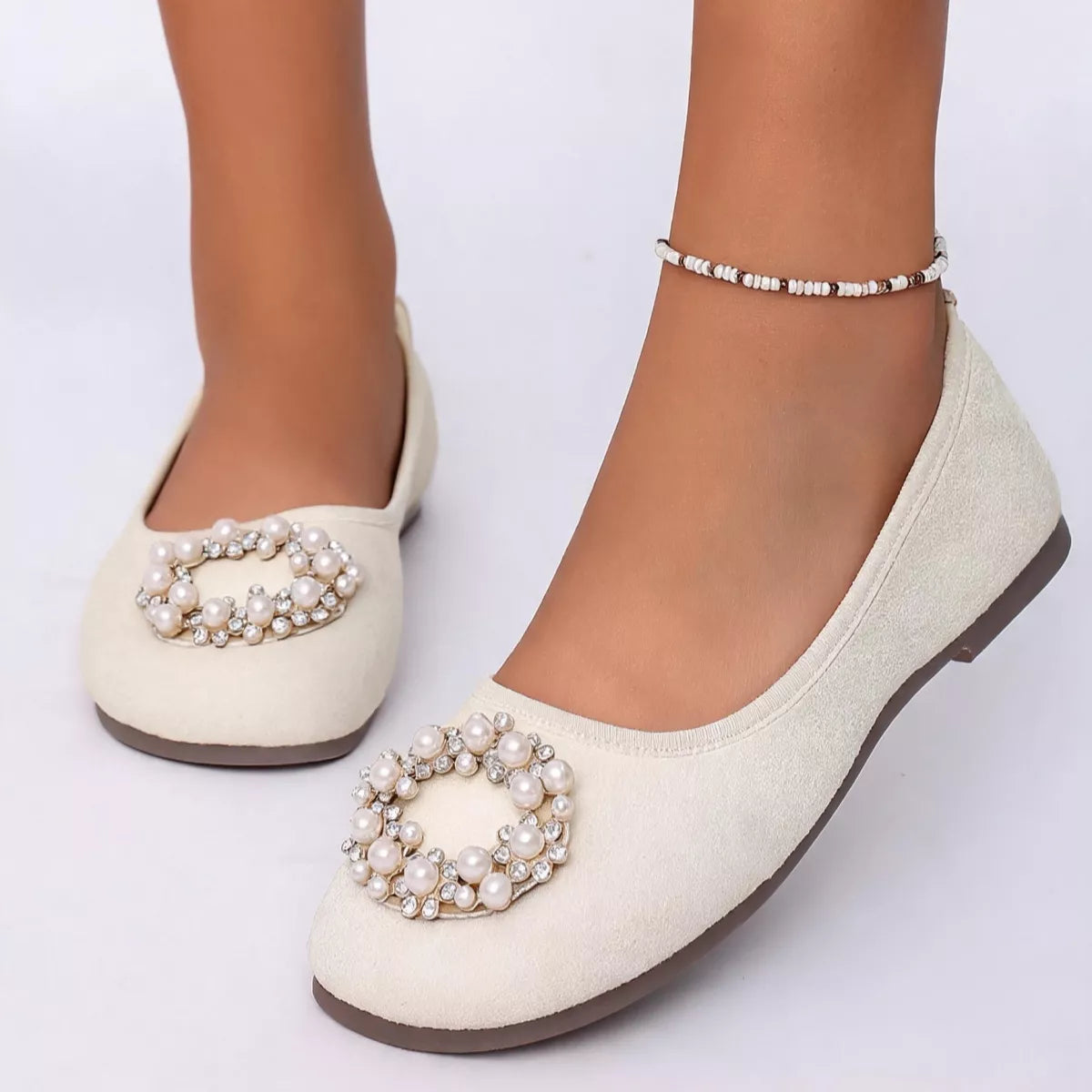 Pearl Embellished Slip-Ons - Lilixa.store