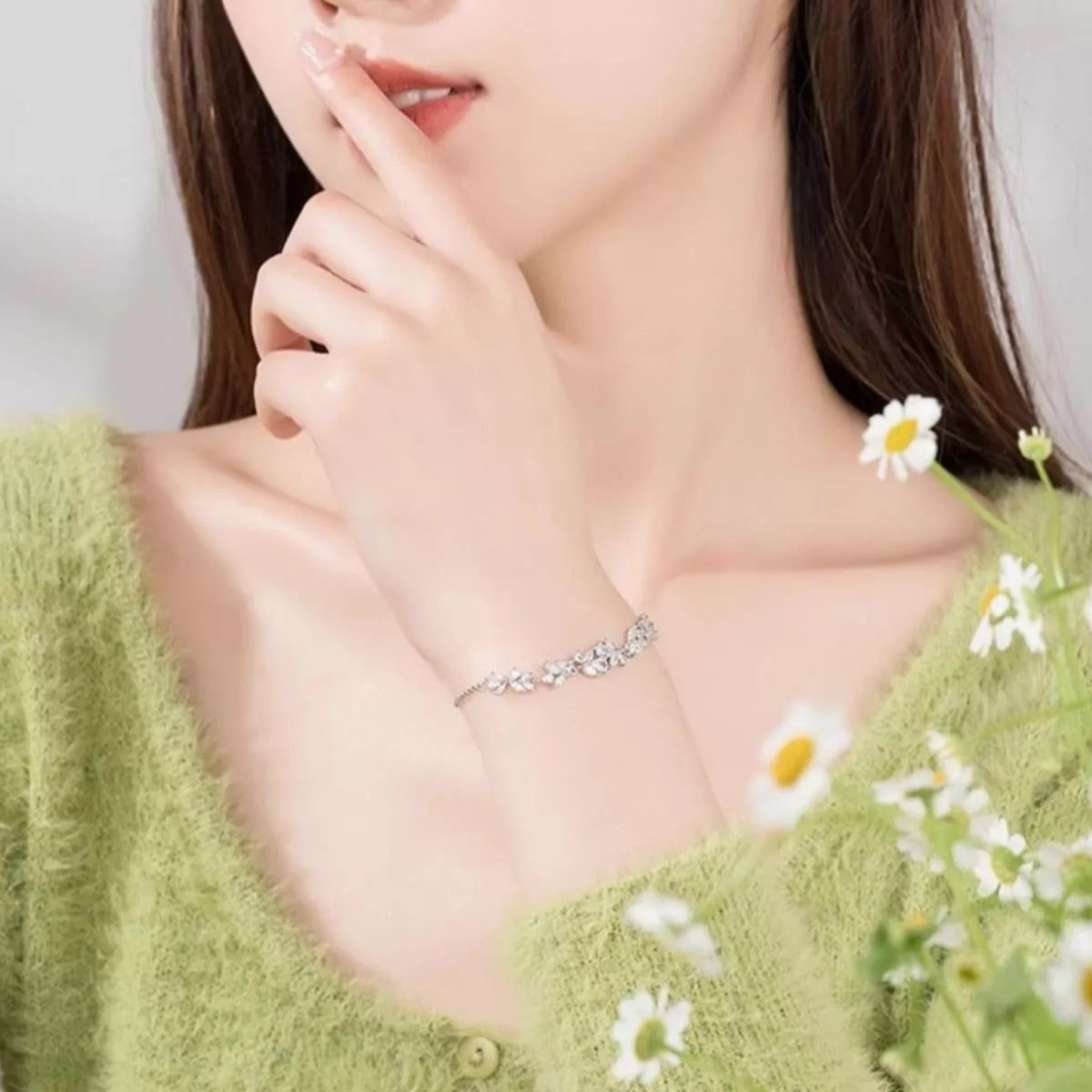 925 Sterling Silver Zircon Wisteria Bracelet, view 3