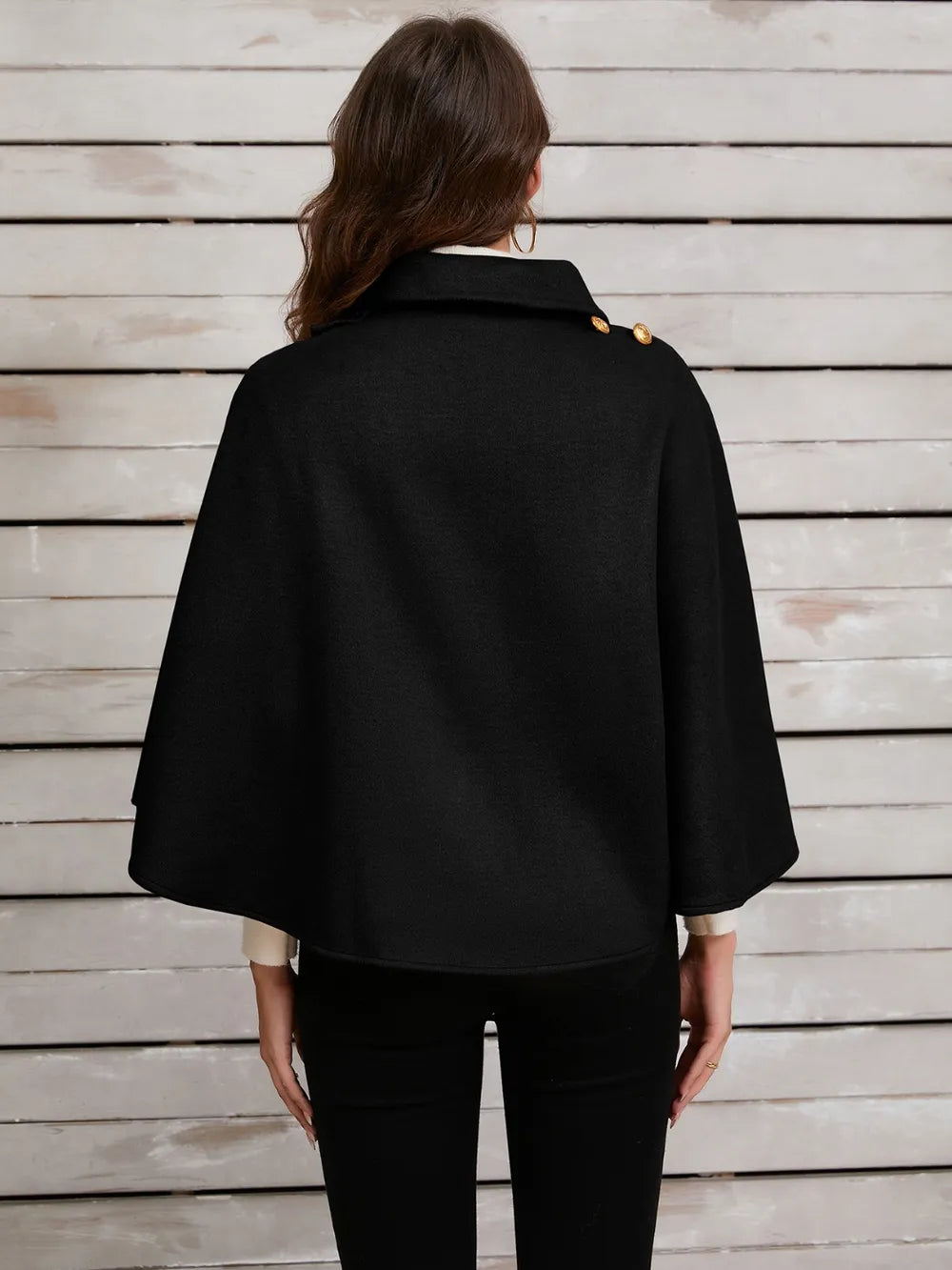 Collared Neck Cropped Cape - Lilixa.store