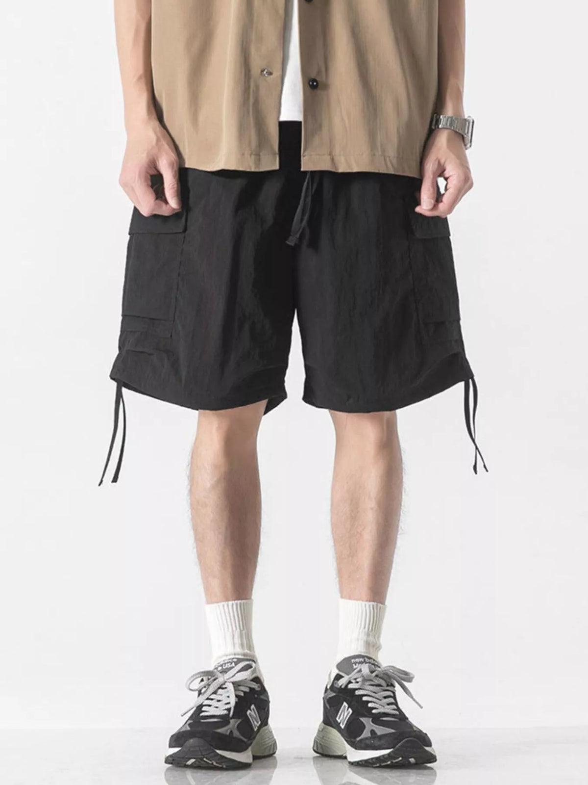 Men's Casual Lightweight Cargo Shorts in Black