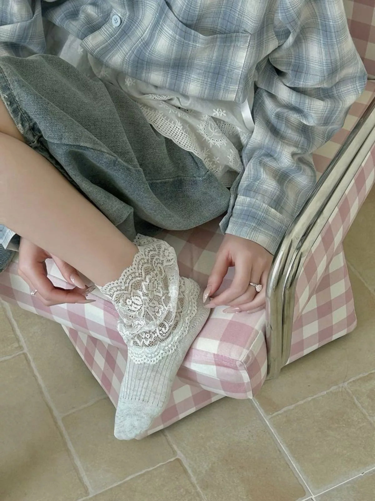 Lace Ankle Socks, view 3