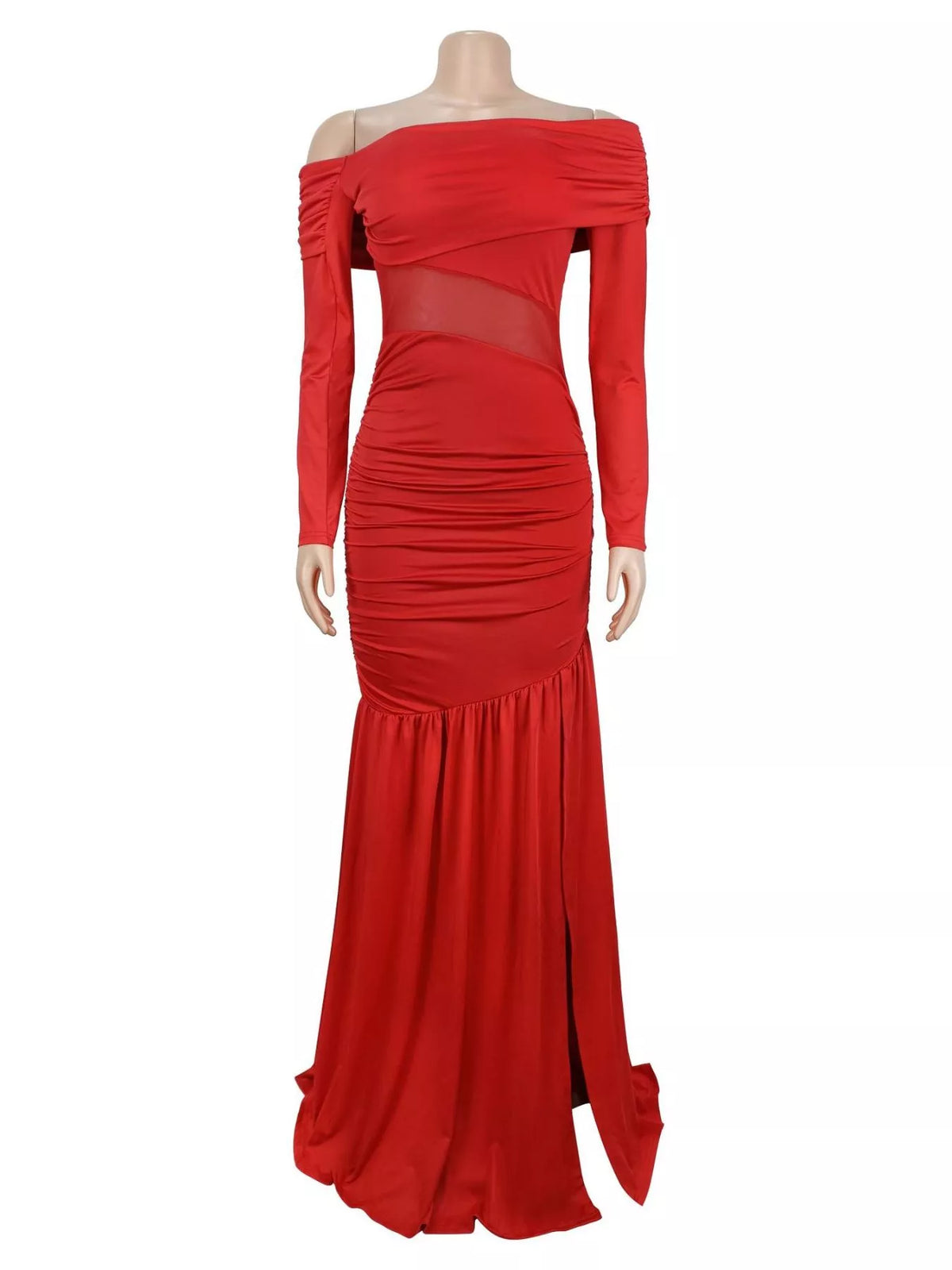 Off Shoulder Slit Maxi Dress - Lilixa.store