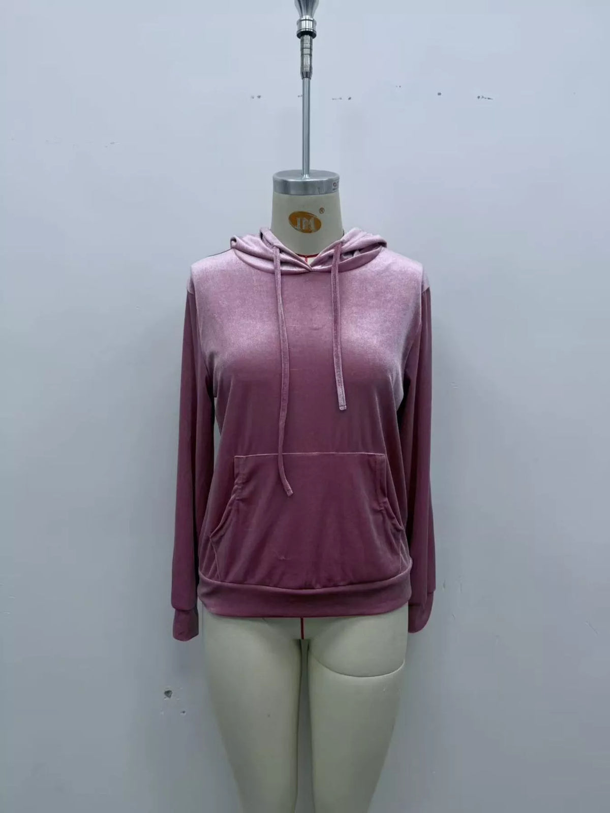 Full Size Velvet Kangaroo Pocket Hoodie Plus Size