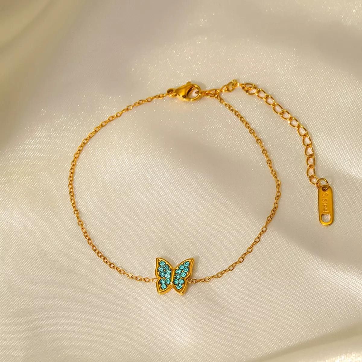 18K Gold-Plated Butterfly Adjustable Bracelet, view 3
