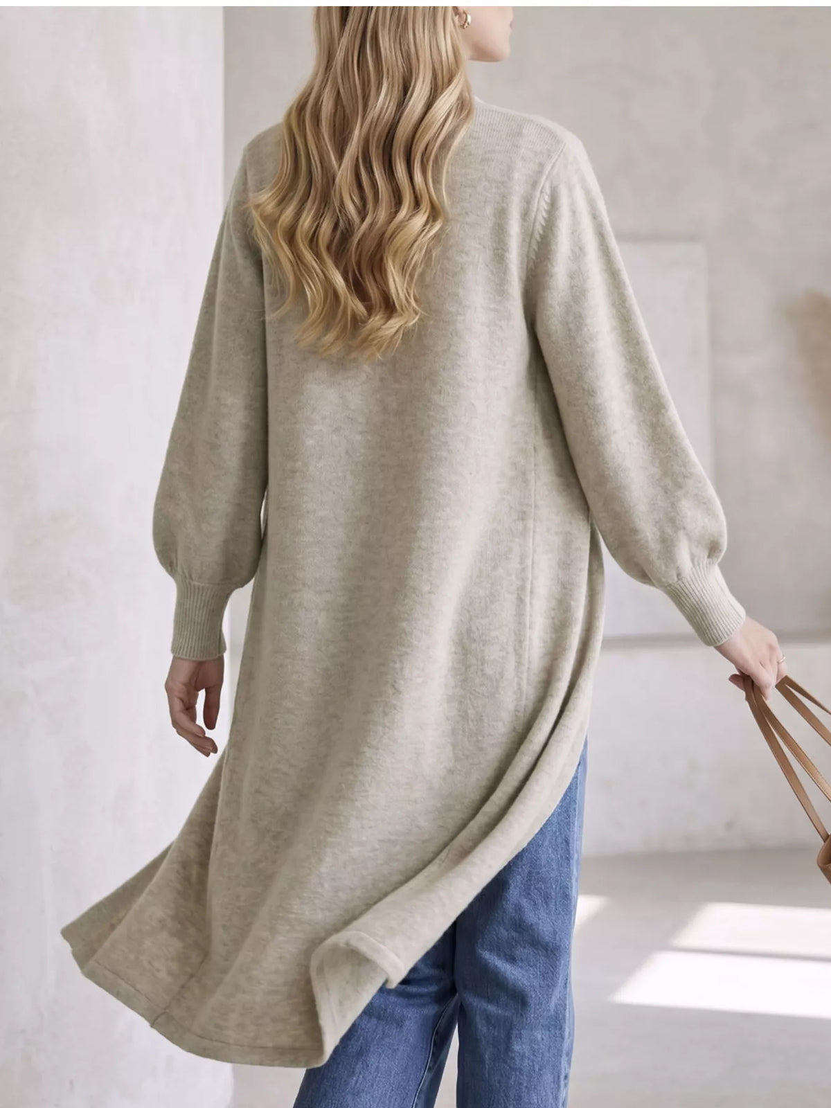 Button Front Long Sleeve Sweater Dress - Lilixa.store