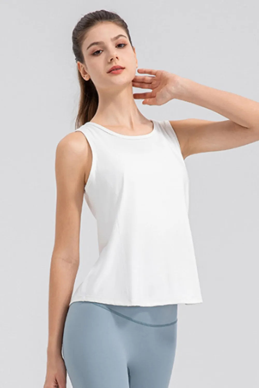 Wide Strap Round Neck Active Tank - Lilixa.store