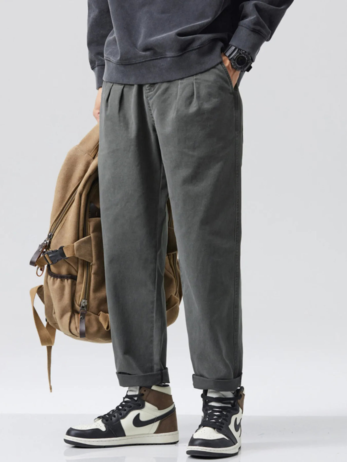 Men's Full Size Loose Fit Pants Plus Size in Gray