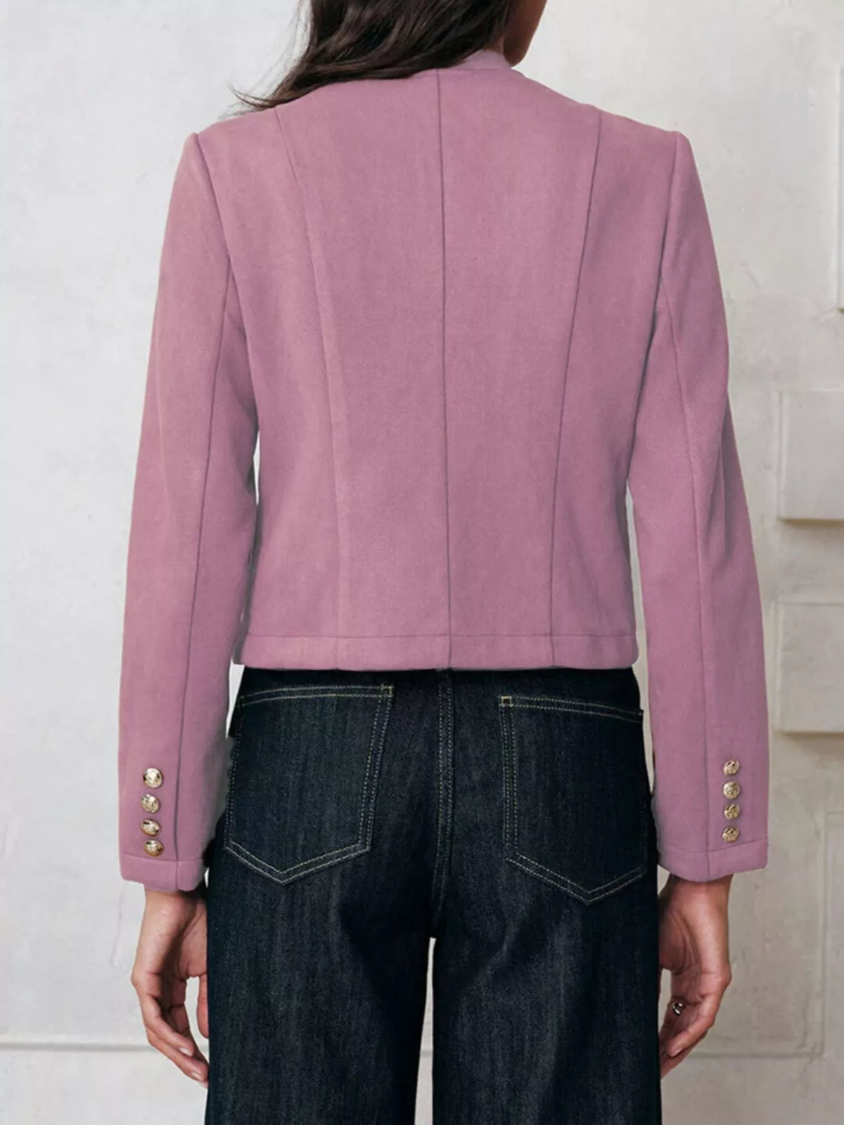 Round Neck Button Up Blazer - Lilixa.store