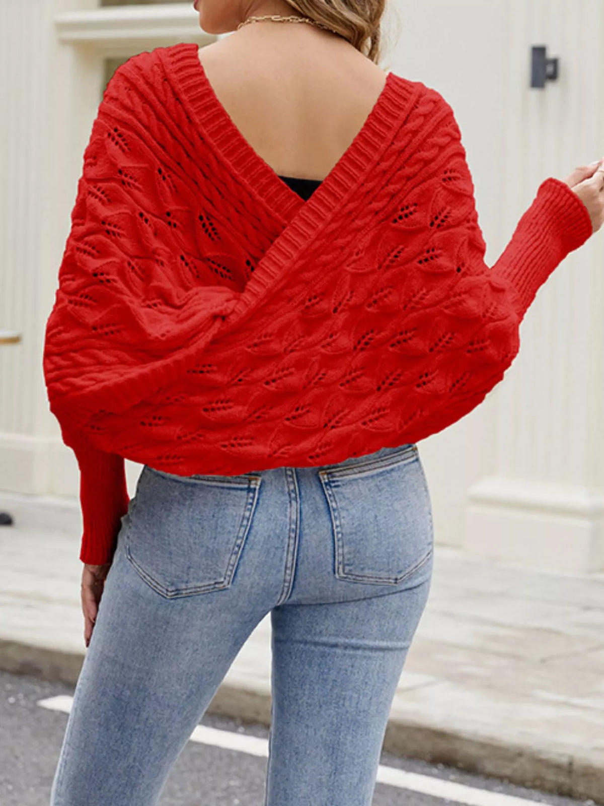 Cable Knit Batwing Sleeve Sweater - Lilixa.store