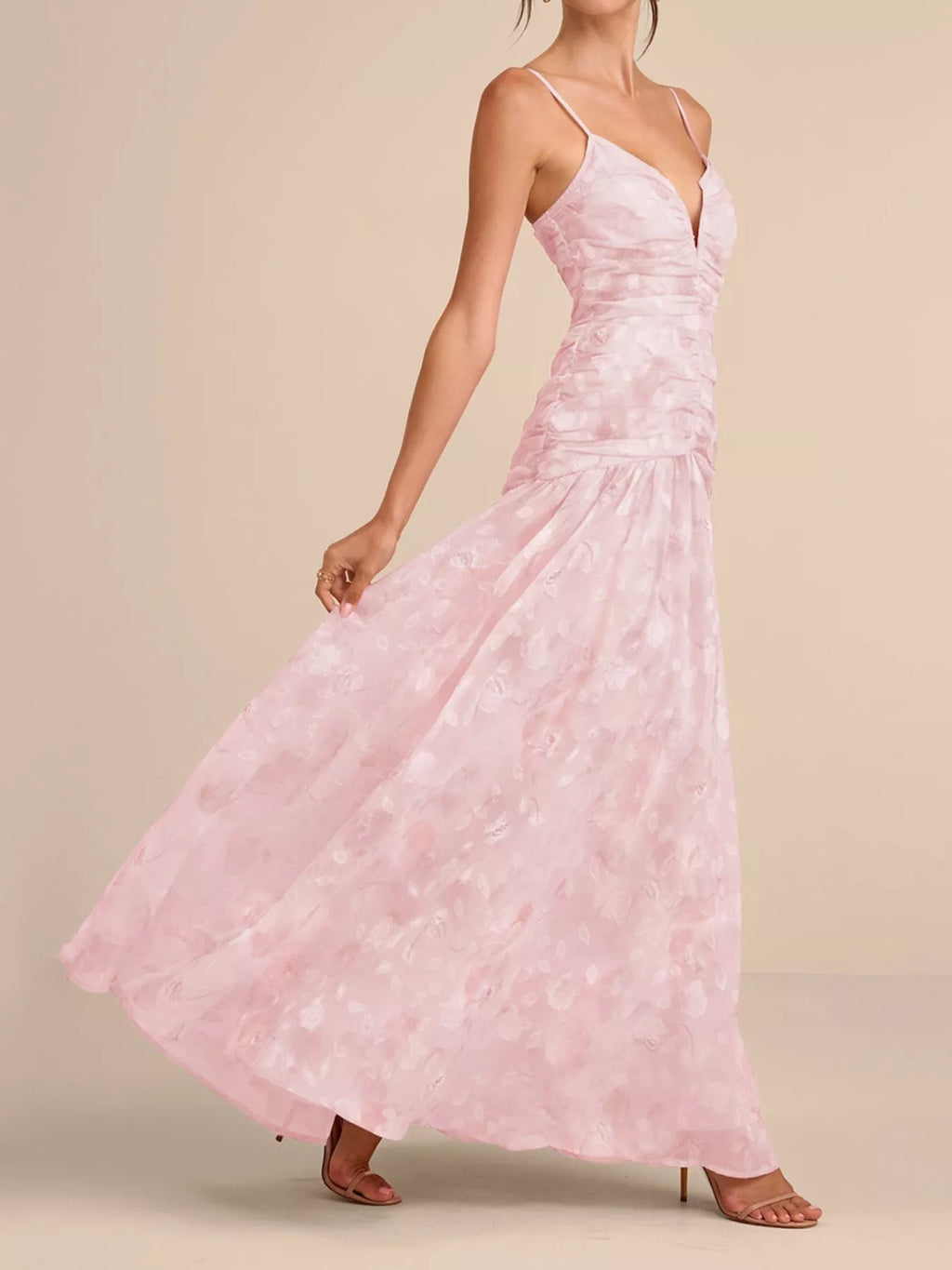 Ruched Spaghetti Strap Maxi Dress - Lilixa.store