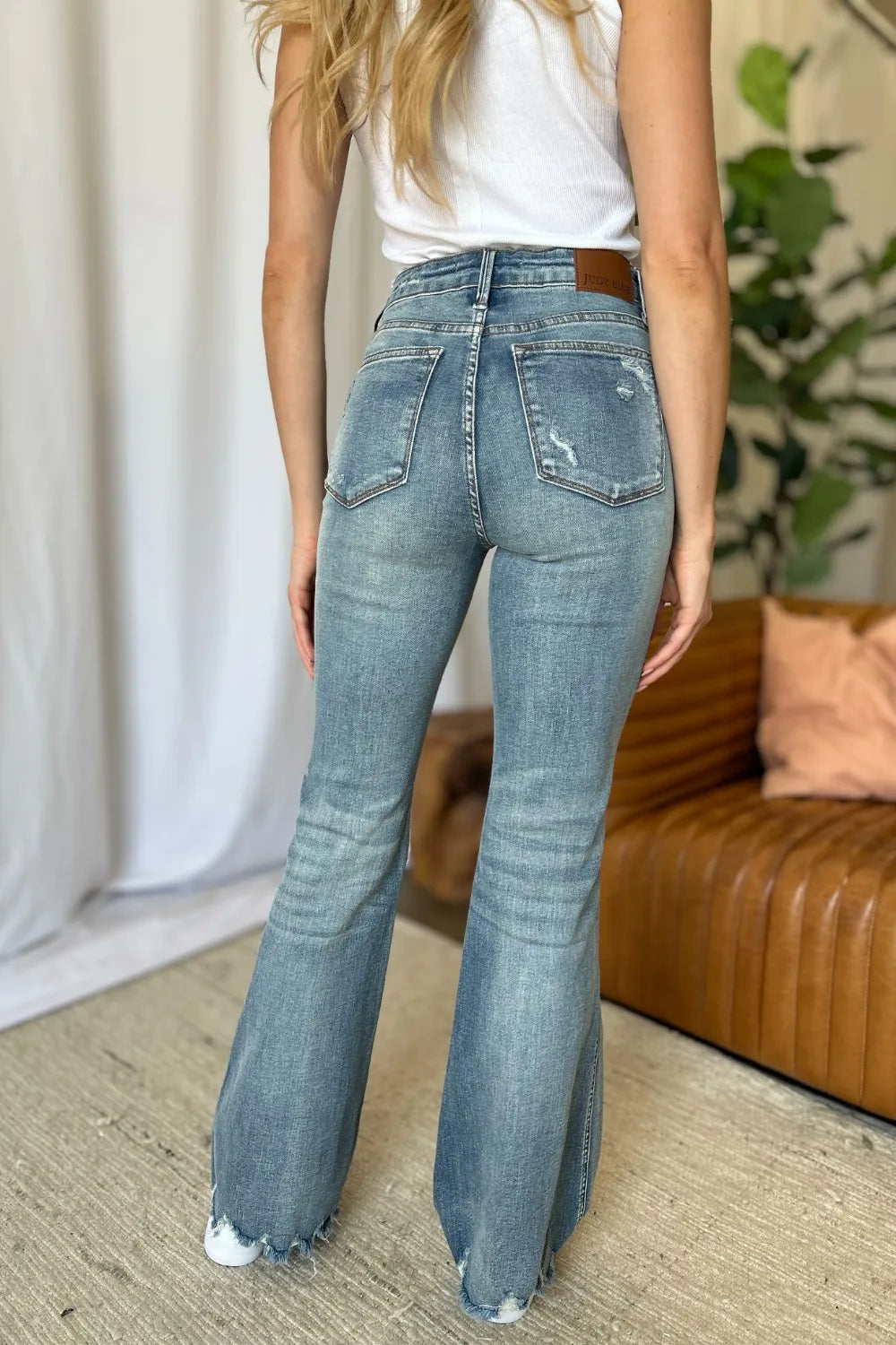 Judy Blue Full Size Medium Rise Tummy Control Destroy Flare - Lilixa.store