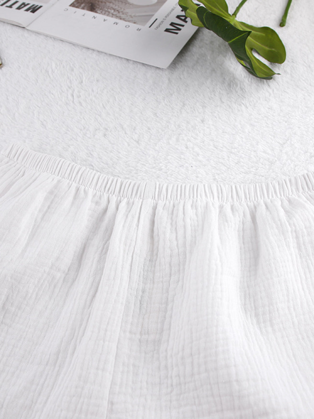 Tie Front Relaxed Fit Cami and Shorts Set in White, view 9