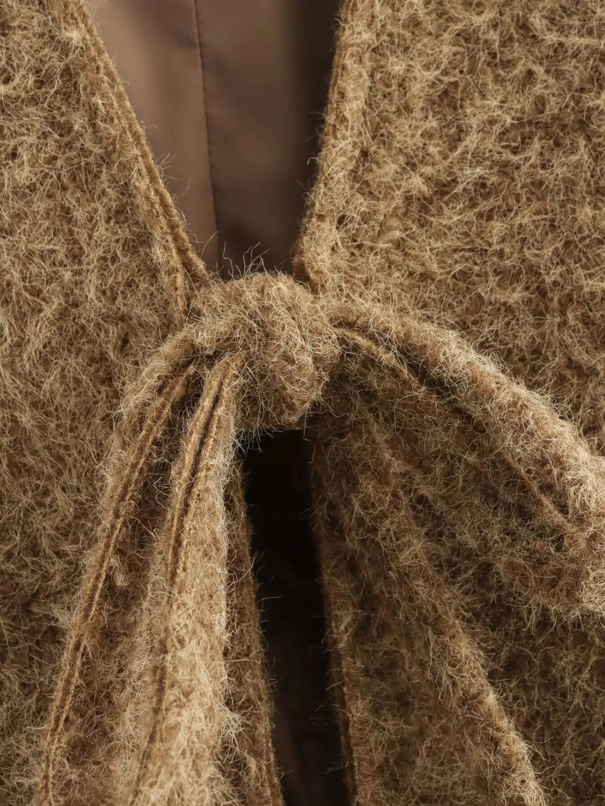Textured Knit Tie-Front Outerwear - Lilixa.store