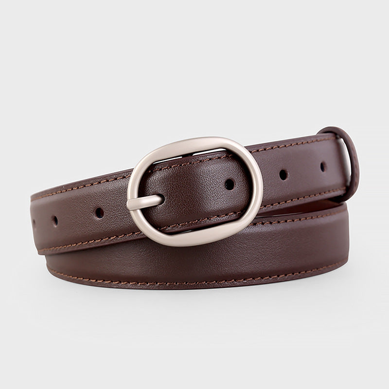 Oval Buckle Leather Belt - Lilixa.store