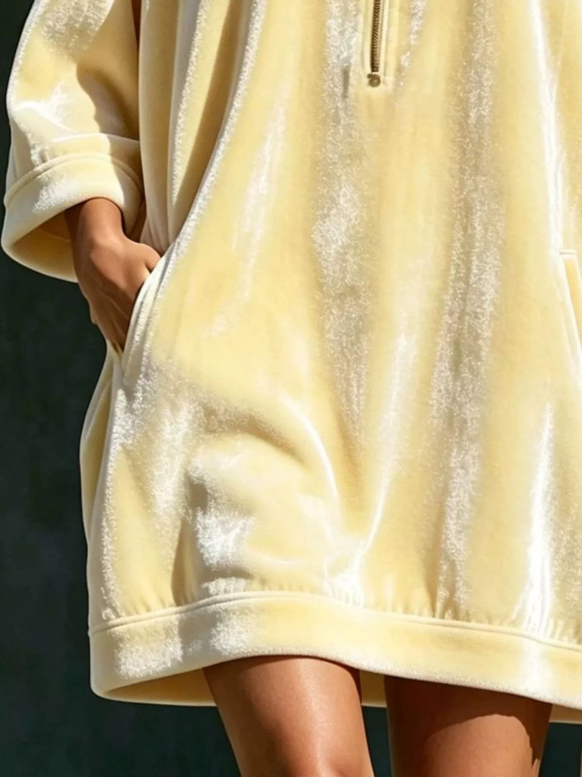 Full Size Half-Zip 3/4 Sleeve Hoodie Dress Plus Size