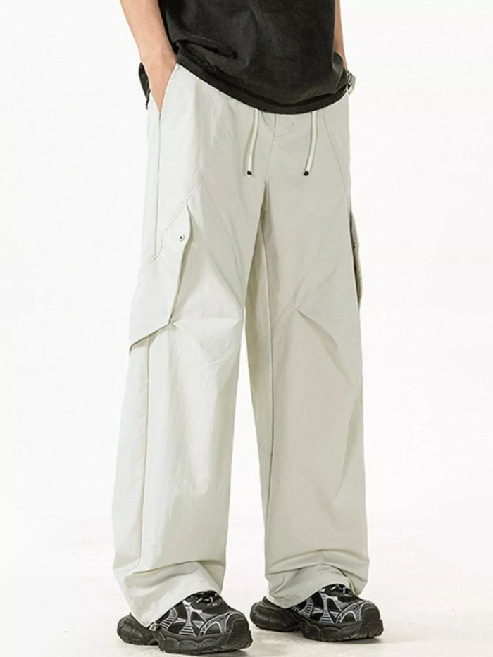 Men's Plus Size Loose Fit Cargo Pants in Cream