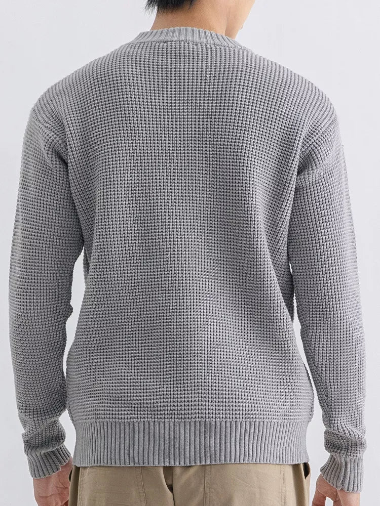 Men's Plus Size Waffle Knit Crew Neck Sweater - Lilixa.store