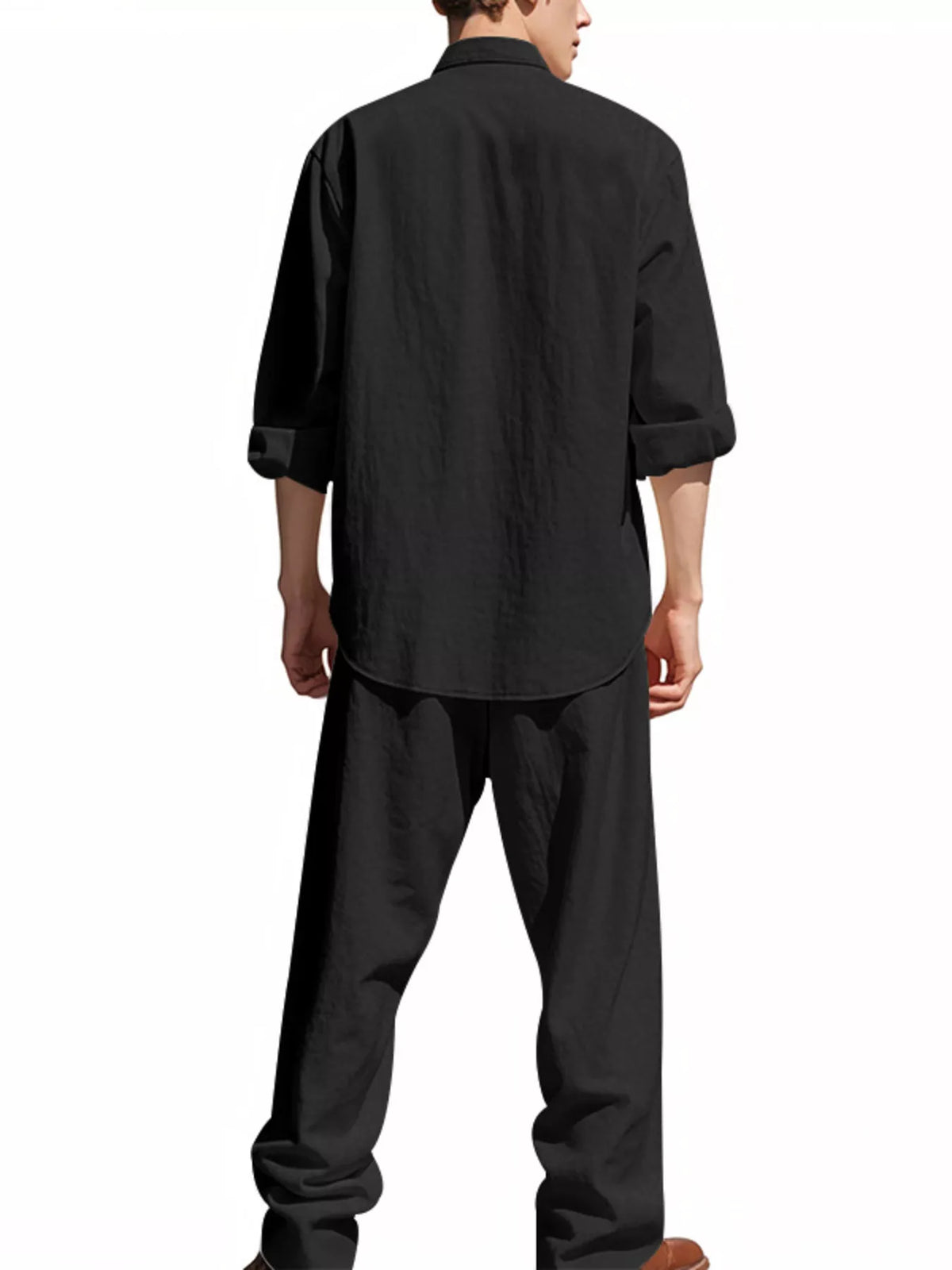 Men's Full Size Casual Button Up Shirt and Pants Plus Size - Lilixa.store