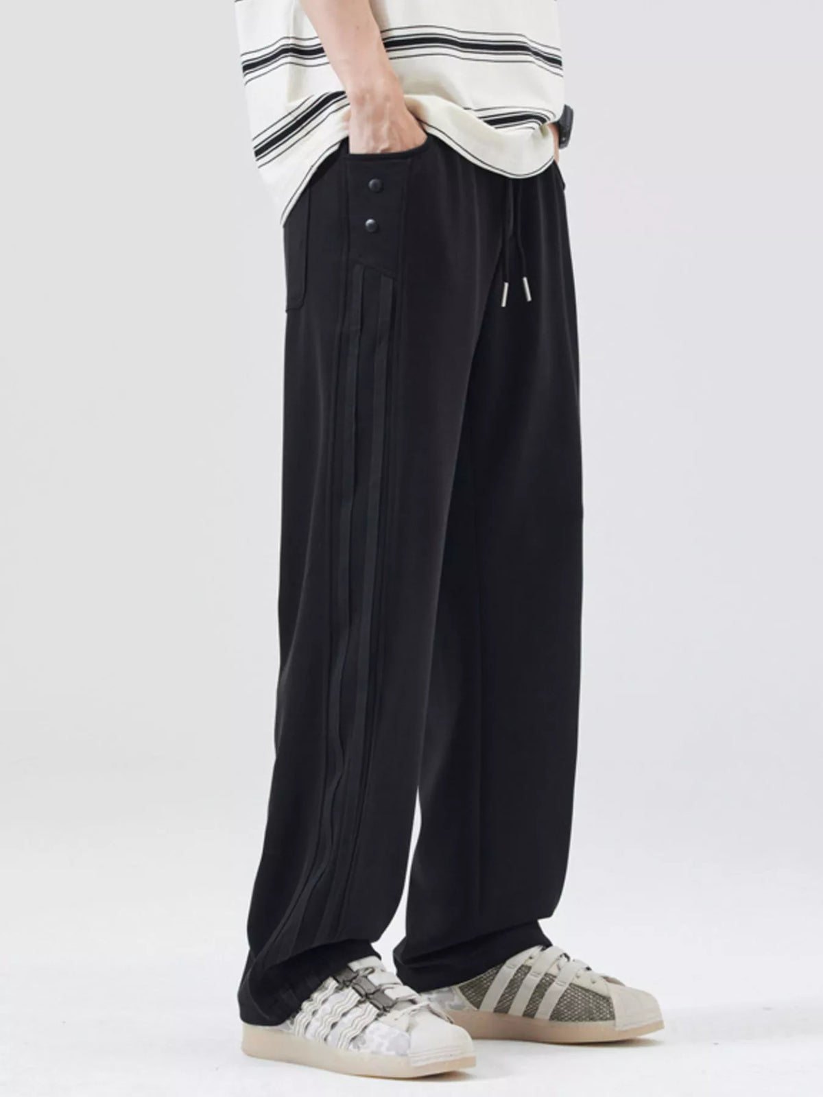Men's Full Size Drawstring Wide Leg Casual Pants Plus Size, view 2