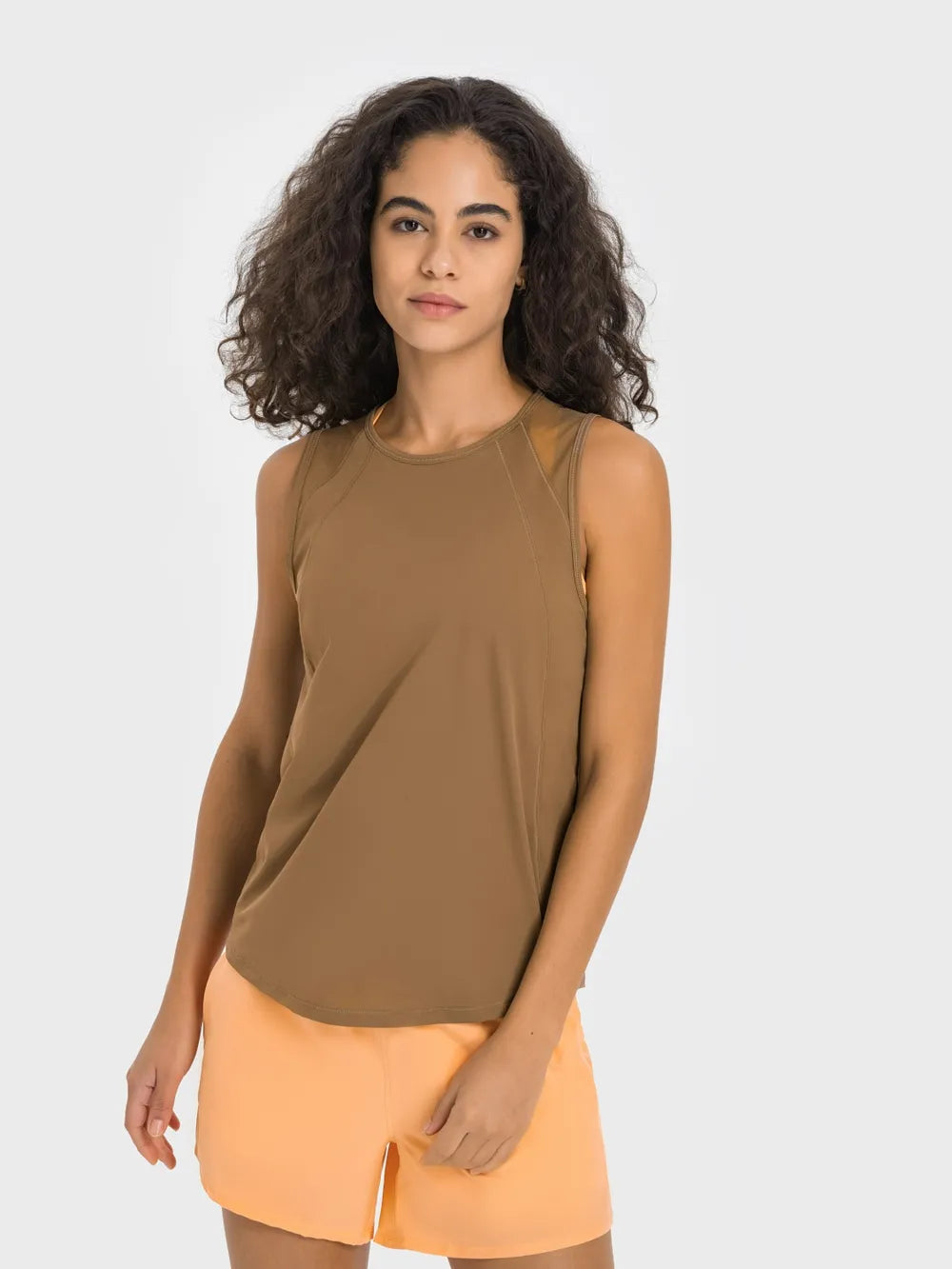 Millennia Cutout Back Round Neck Active Tank - Lilixa.store