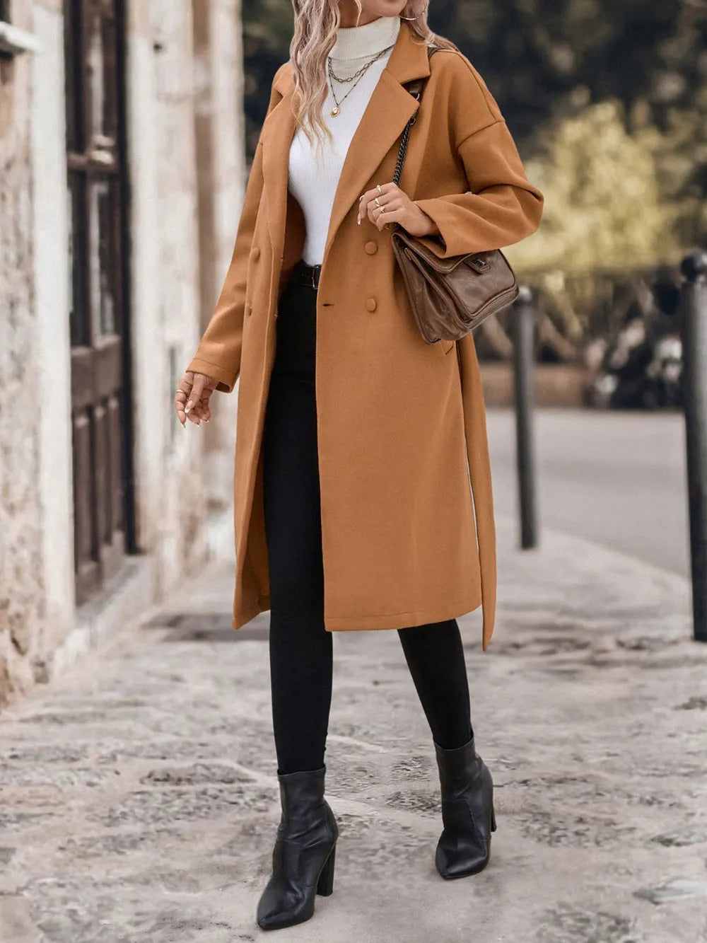 Perfee Dropped Shoulder Tie Waist Coat - Lilixa.store