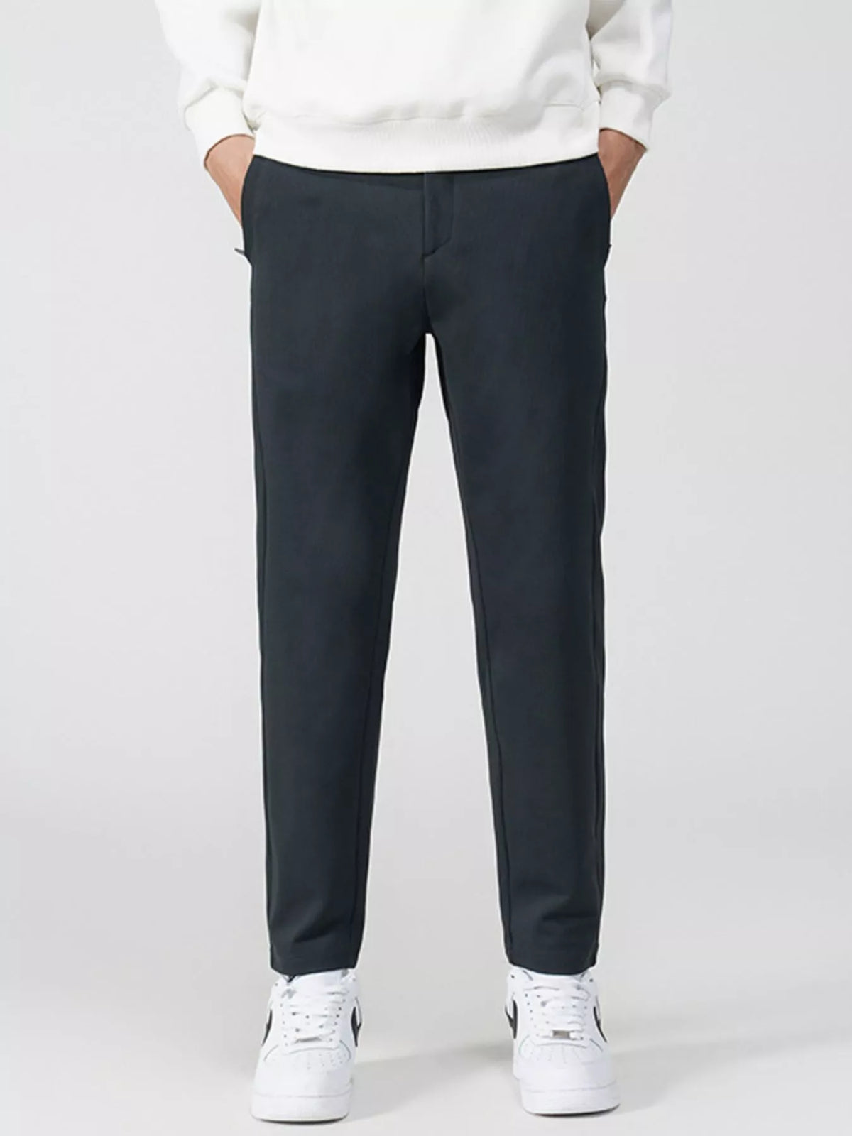 Men's Plus Size Slim-Fit Stretch Pants in Dark Gray