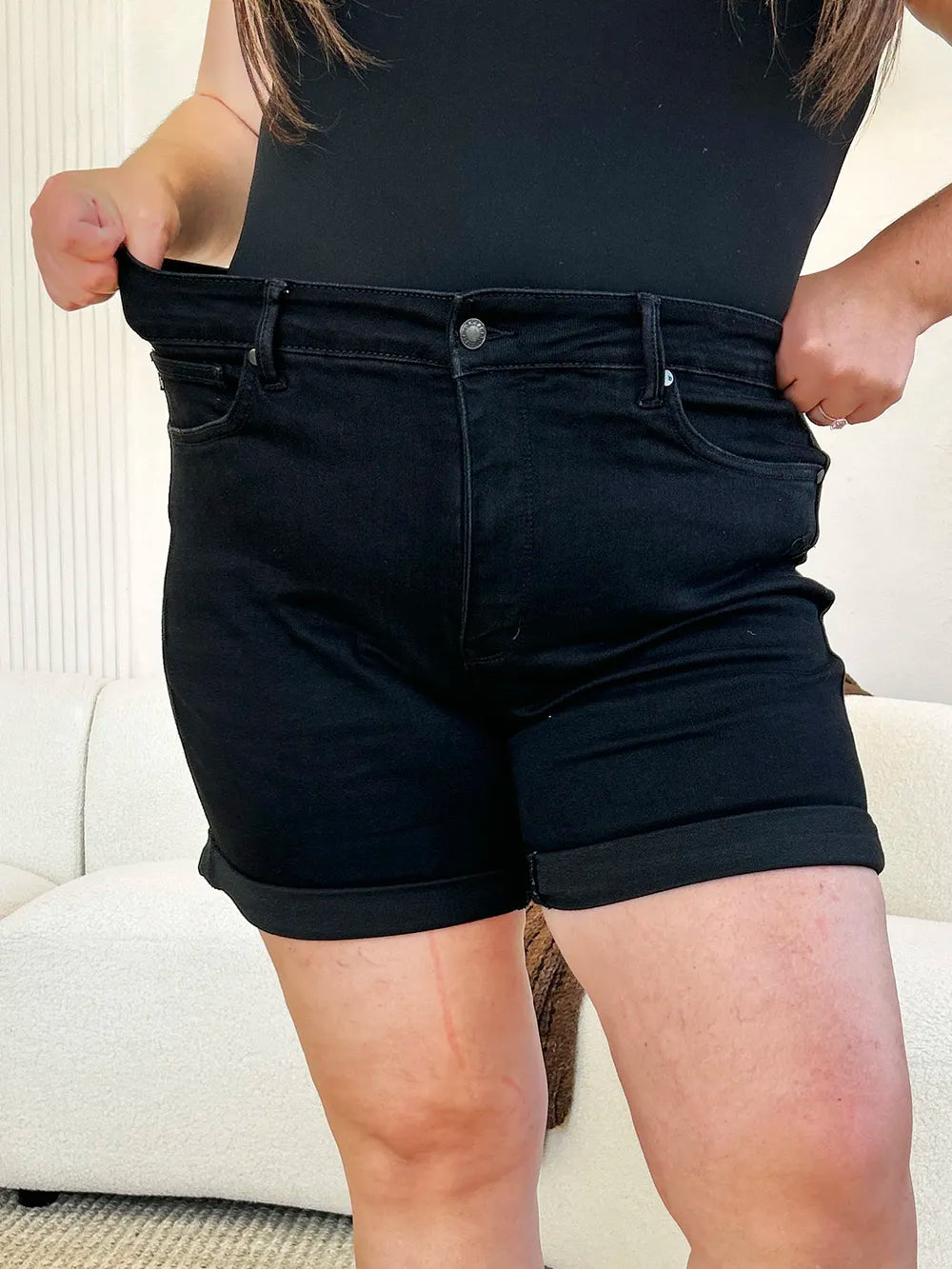 Judy Blue Full Size High Waist Tummy Control Cuffed Denim Shorts - Lilixa.store