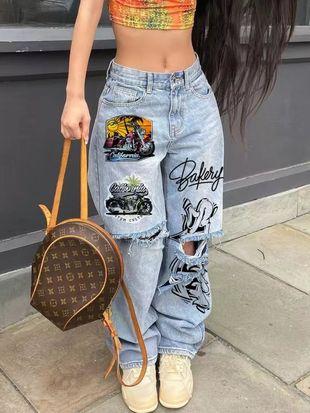 Full Size Distressed Wide-Leg Jeans Plus Size - Lilixa.store