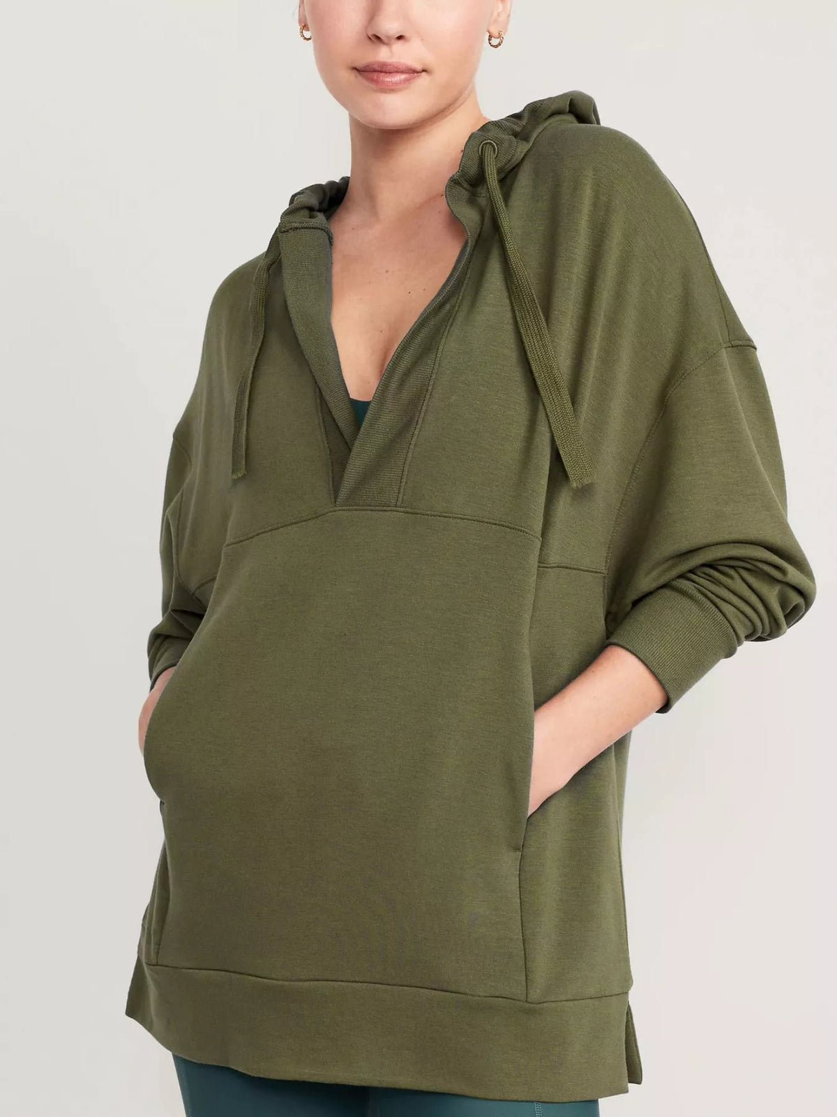 Drawstring Kangaroo Pocket Long Sleeve Hoodie - Lilixa.store