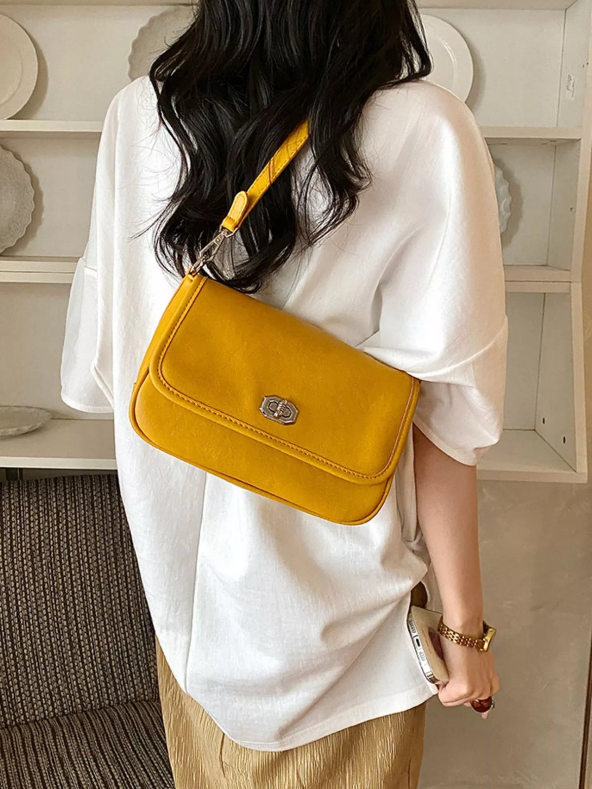 Twist Lock Flap Shoulder Bag - Lilixa.store