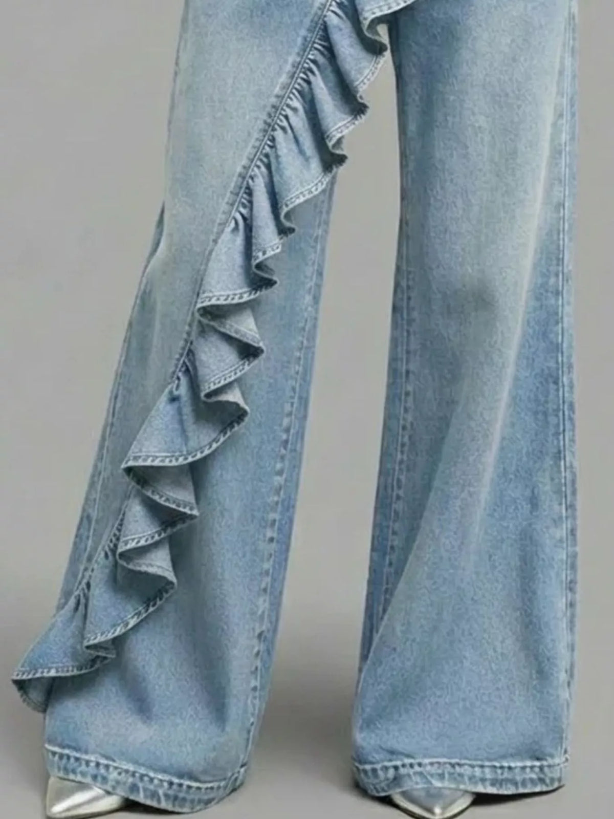 Full Size Ruffled Wide-Leg Jeans Plus Size